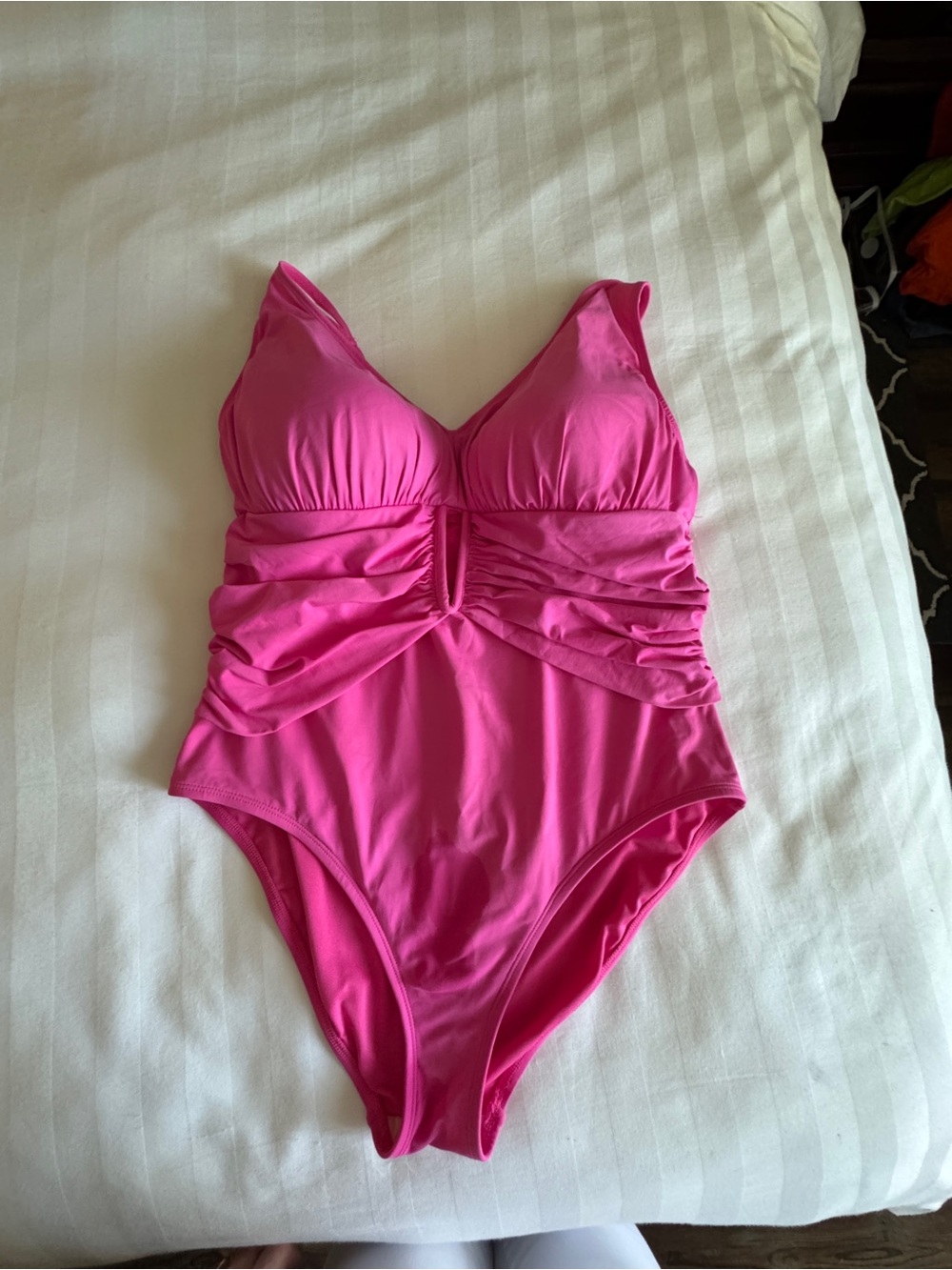 Bleu Rod Beattie Women’s Hot Pink One-Piece Swimsuit with Ruched Waist